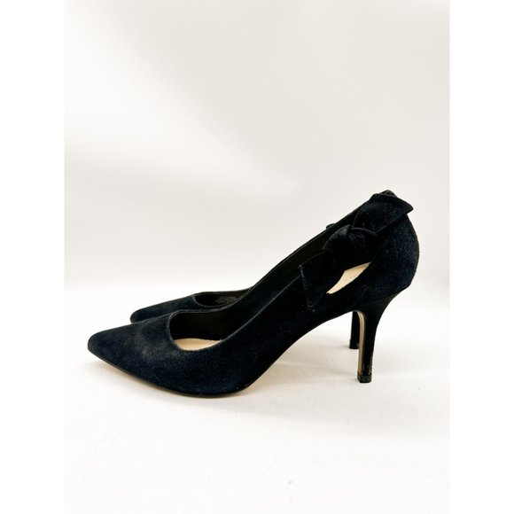 Marc Fisher Thunder Black Suede Heels Bow Pointed Toe Cocktail 7.5 - Picture 5 of 11